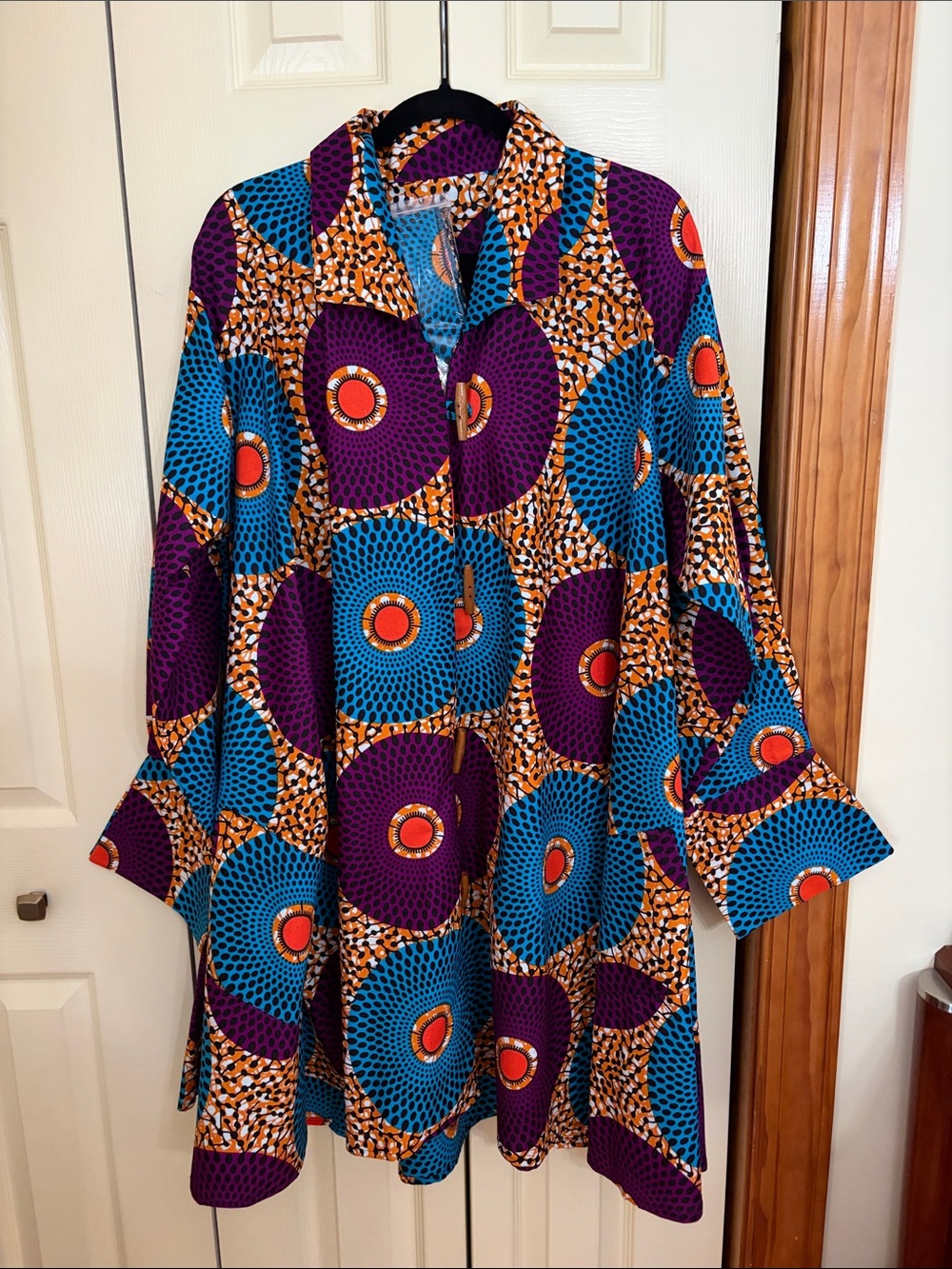 Vibrant Purple & Blue Oversized Printed Jacket/ Dress